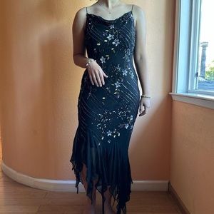 Scala 90s Black Floral Ruffle Dress - sz M